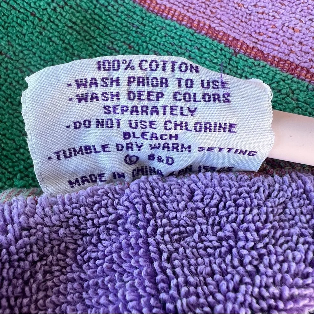 VTG Royal Terry Blazing Sun Rainbow Stripe Beach Towel 100% Cotton 26x56 Thin